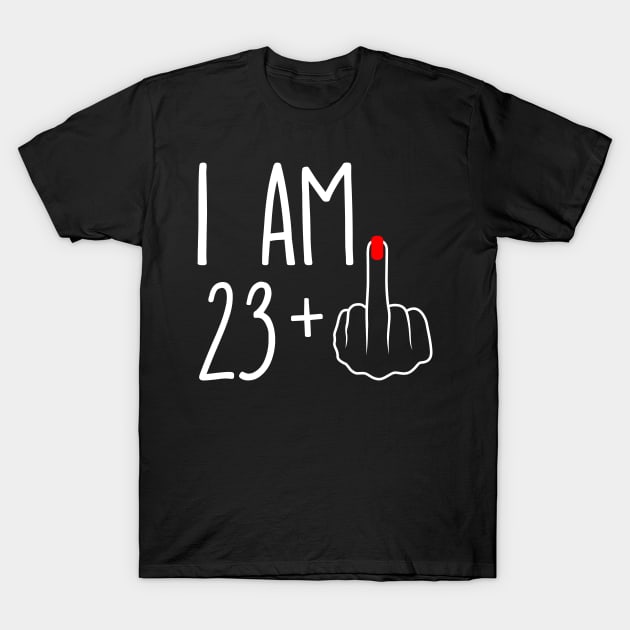 Vintage 24th Birthday I Am 23 Plus 1 Middle Finger T-Shirt by ErikBowmanDesigns